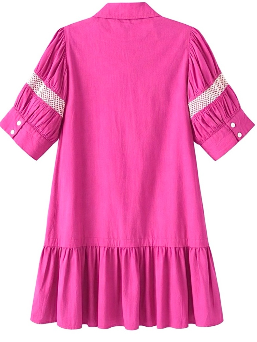 LaRoque Shirt Dress Pink Cotton Tiered Mini Lace Trim Size XL NWT Scout - Picture 3 of 9